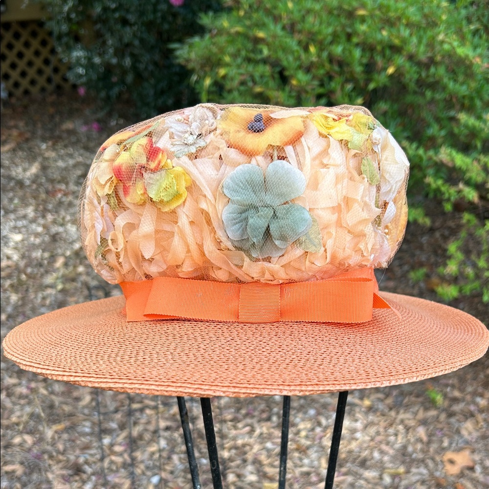 Vintage Floral Hat with Ribbon - Picture 11 of 11